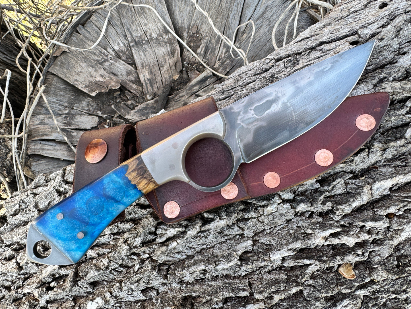 Texas Tornado Blue Resin and Burl Hybrid