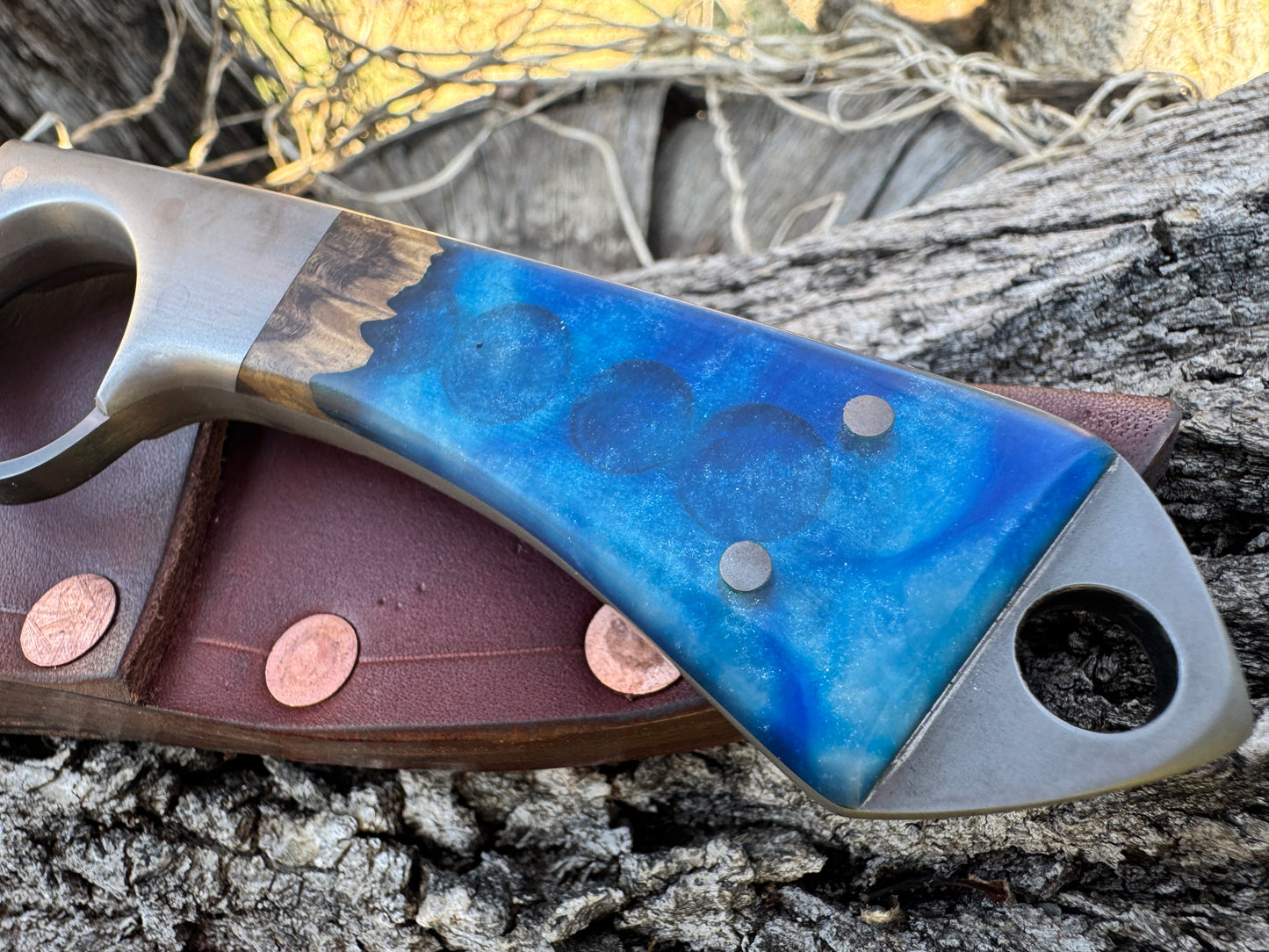 Texas Tornado Blue Resin and Burl Hybrid